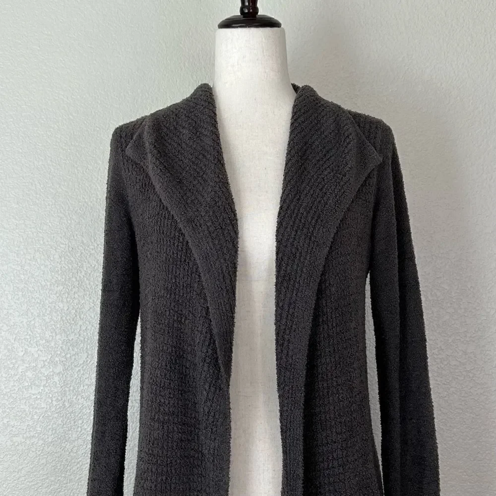 Barefoot Dreams Cozychic Lite Charcoal Gray Open Front Cardigan, Sz Medium - Picture 4 of 13